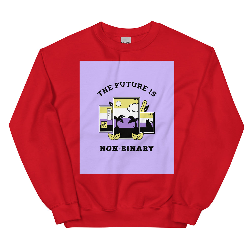 Red The Future is Non-binary Unisex Sweatshirt by Queer In The World Originals sold by Queer In The World: The Shop - LGBT Merch Fashion