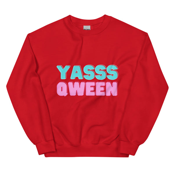 Red Yasss Qween Unisex Sweatshirt by Queer In The World Originals sold by Queer In The World: The Shop - LGBT Merch Fashion