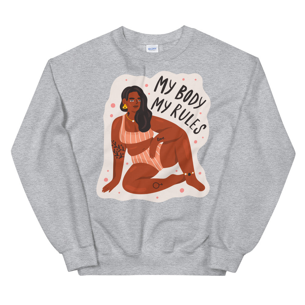 Sport Grey My Body My Rules Unisex Sweatshirt by Queer In The World Originals sold by Queer In The World: The Shop - LGBT Merch Fashion