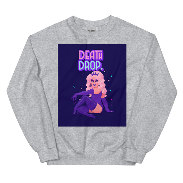 Sport Grey Death Drop Unisex Sweatshirt by Queer In The World Originals sold by Queer In The World: The Shop - LGBT Merch Fashion