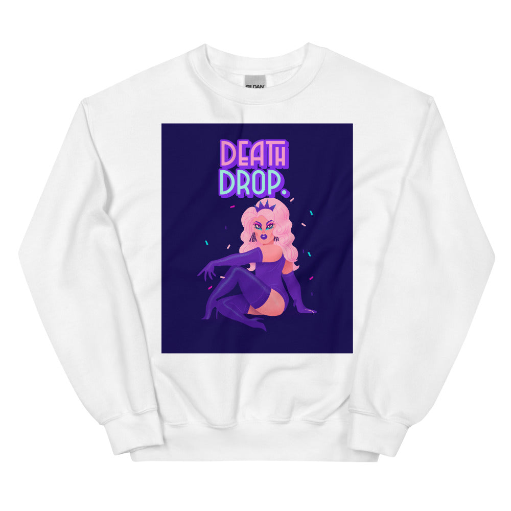 White Death Drop Unisex Sweatshirt by Queer In The World Originals sold by Queer In The World: The Shop - LGBT Merch Fashion