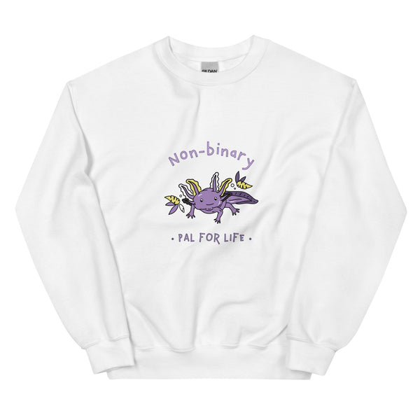 White Non-Binary Pal For Life Unisex Sweatshirt by Queer In The World Originals sold by Queer In The World: The Shop - LGBT Merch Fashion