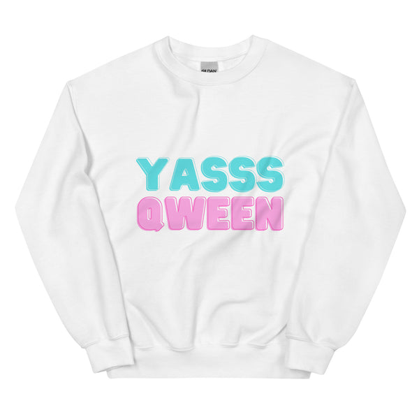 White Yasss Qween Unisex Sweatshirt by Queer In The World Originals sold by Queer In The World: The Shop - LGBT Merch Fashion