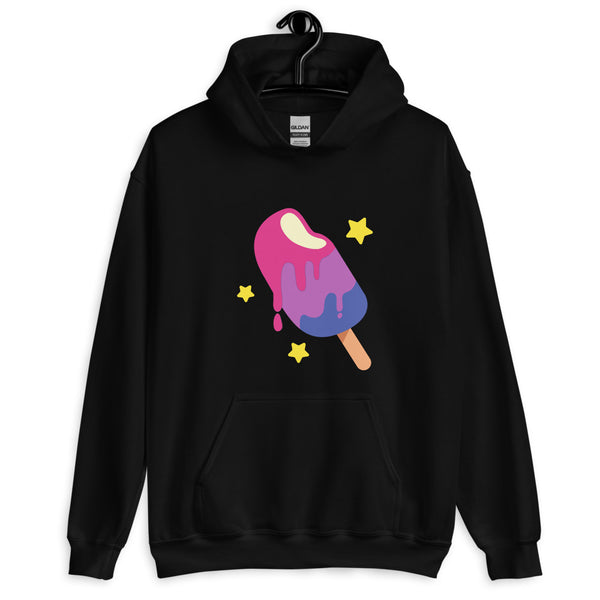 Black Bisexual Popsicle Unisex Hoodie by Queer In The World Originals sold by Queer In The World: The Shop - LGBT Merch Fashion