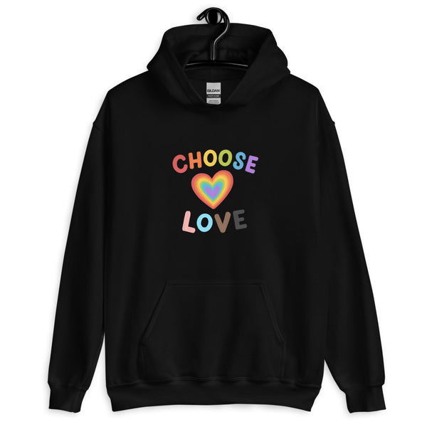 Black Choose Love Unisex Hoodie by Queer In The World Originals sold by Queer In The World: The Shop - LGBT Merch Fashion