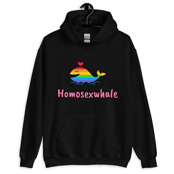 Black Homosexwhale Unisex Hoodie by Queer In The World Originals sold by Queer In The World: The Shop - LGBT Merch Fashion