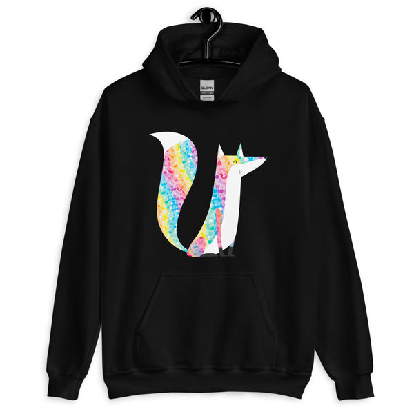 Black Glitter Fox Unisex Hoodie by Queer In The World Originals sold by Queer In The World: The Shop - LGBT Merch Fashion