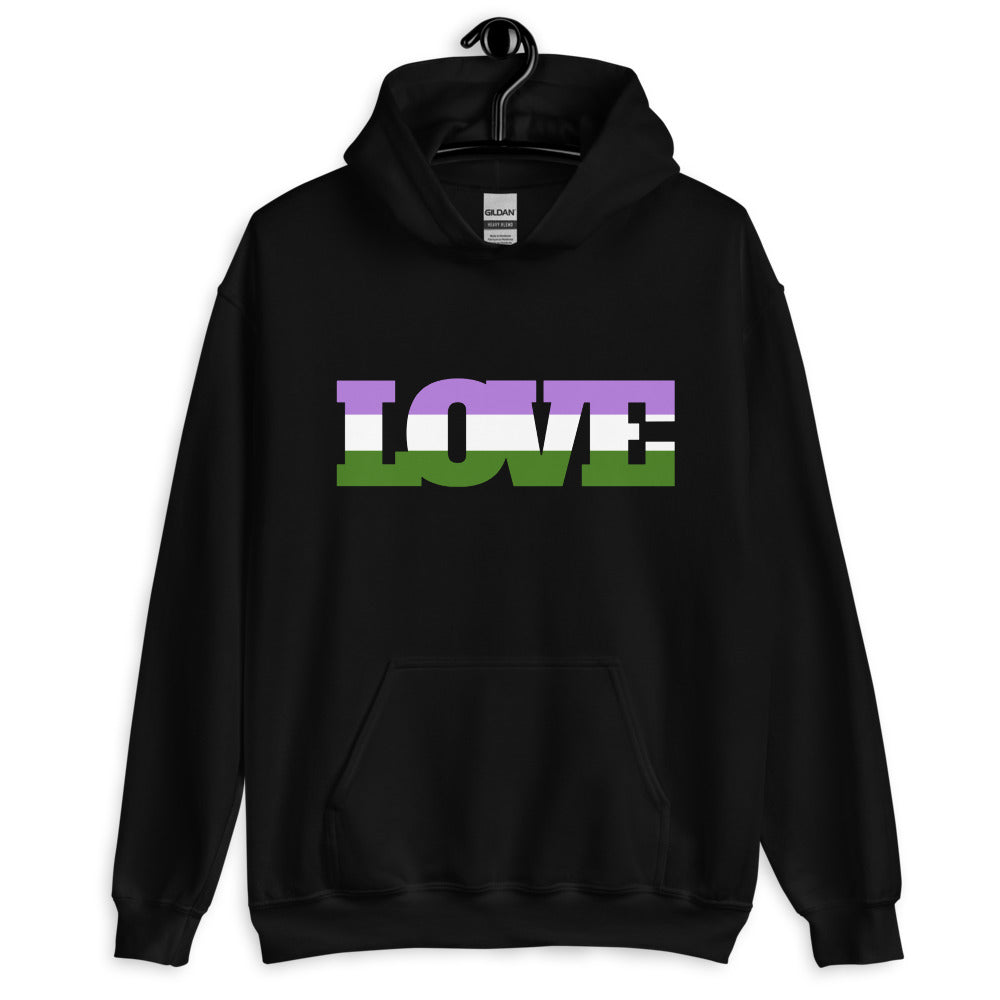 Black Genderqueer Love Unisex Hoodie by Queer In The World Originals sold by Queer In The World: The Shop - LGBT Merch Fashion