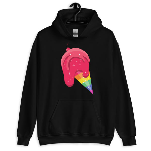 Black Gay Icecream Unisex Hoodie by Queer In The World Originals sold by Queer In The World: The Shop - LGBT Merch Fashion