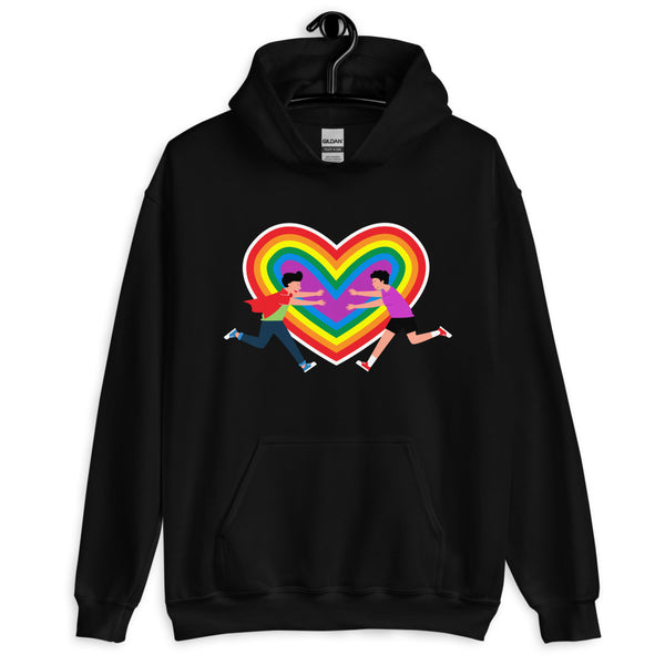 Black Gay Couple Unisex Hoodie by Queer In The World Originals sold by Queer In The World: The Shop - LGBT Merch Fashion