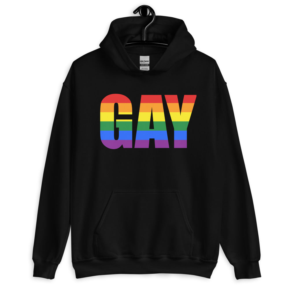 Black Gay Unisex Hoodie by Printful sold by Queer In The World: The Shop - LGBT Merch Fashion