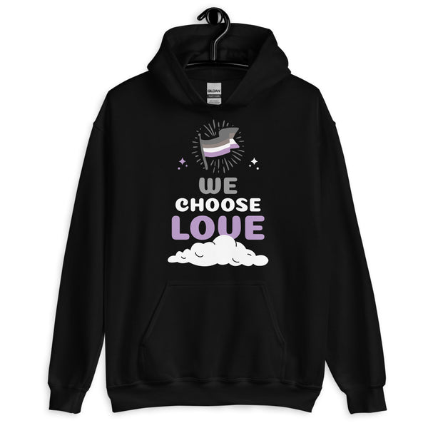 Black Asexual We Choose Love Unisex Hoodie by Queer In The World Originals sold by Queer In The World: The Shop - LGBT Merch Fashion