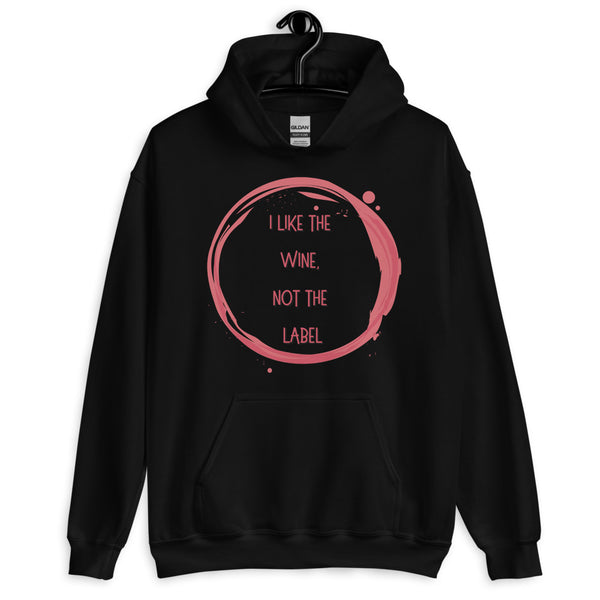 Black I Like The Wine Not The Label Pansexual Unisex Hoodie by Queer In The World Originals sold by Queer In The World: The Shop - LGBT Merch Fashion