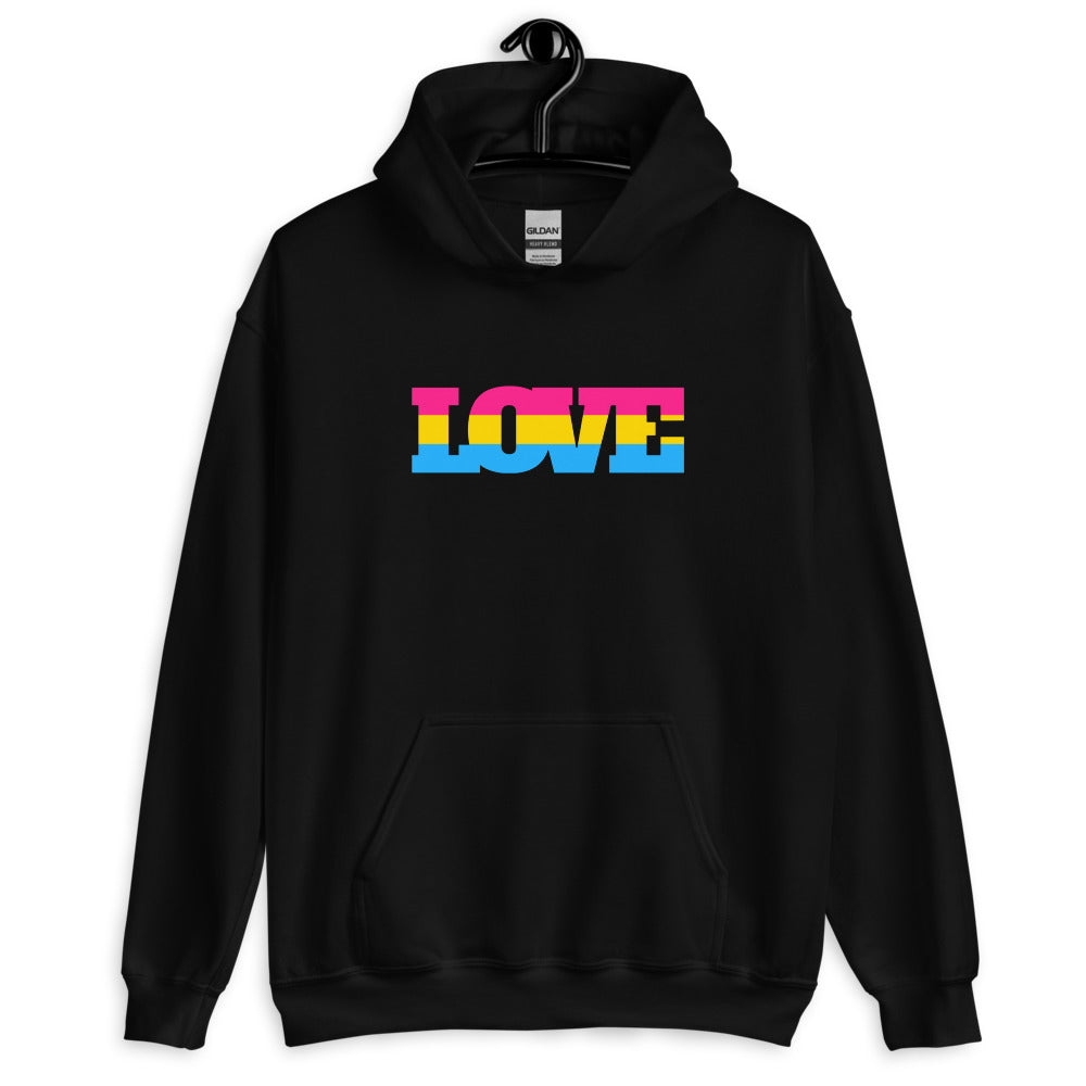 Black Pansexual Love Unisex Hoodie by Queer In The World Originals sold by Queer In The World: The Shop - LGBT Merch Fashion