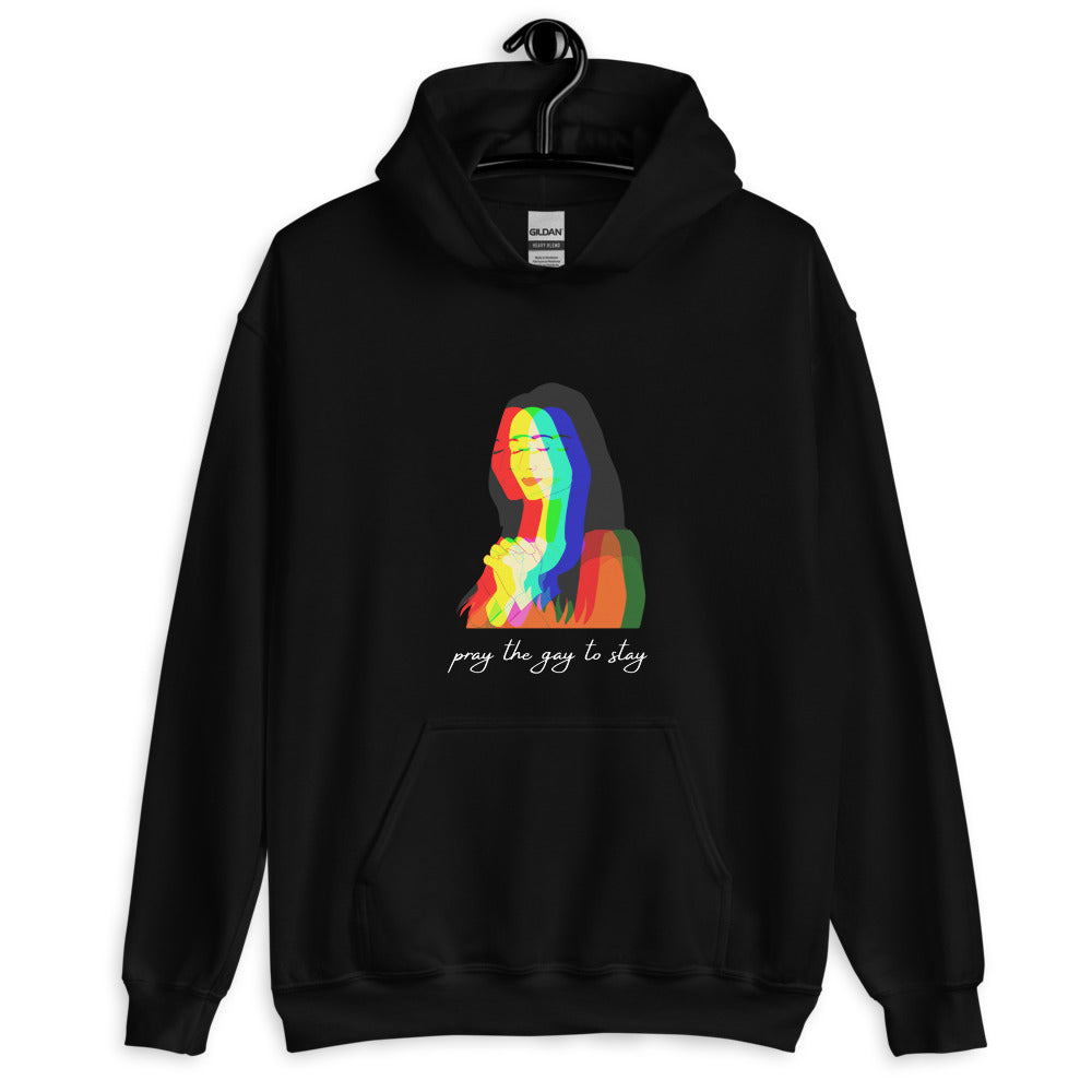 Black Pray The Gay To Stay Unisex Hoodie by Queer In The World Originals sold by Queer In The World: The Shop - LGBT Merch Fashion