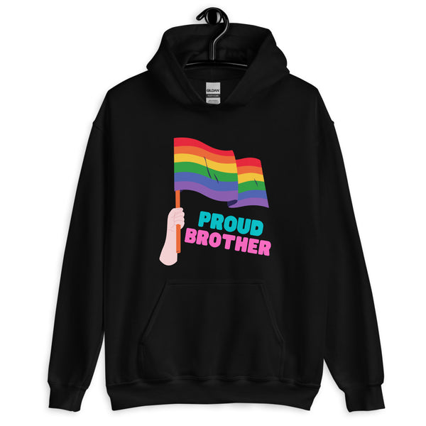 Black Proud Brother Unisex Hoodie by Queer In The World Originals sold by Queer In The World: The Shop - LGBT Merch Fashion