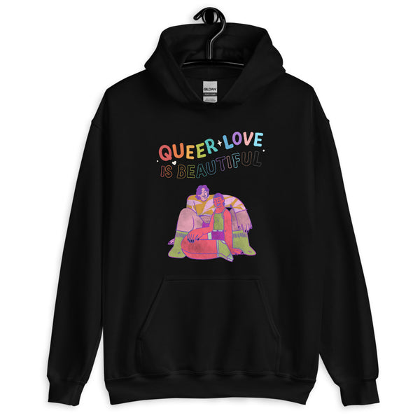 Black Queer Love Is Beautiful Unisex Hoodie by Queer In The World Originals sold by Queer In The World: The Shop - LGBT Merch Fashion