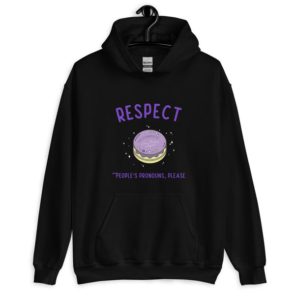 Black Respect People's Pronouns Please Unisex Hoodie by Queer In The World Originals sold by Queer In The World: The Shop - LGBT Merch Fashion