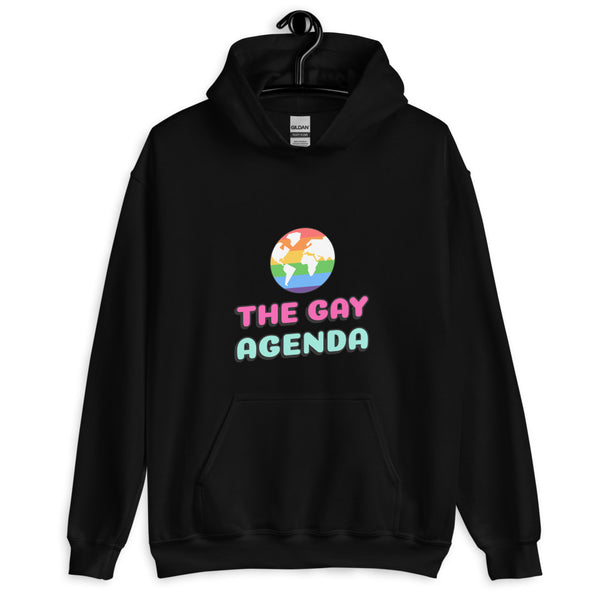 Black The Gay Agenda Unisex Hoodie by Queer In The World Originals sold by Queer In The World: The Shop - LGBT Merch Fashion