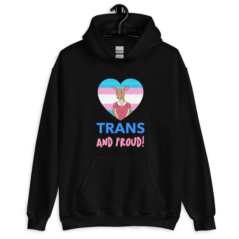 Black Trans And Proud Unisex Hoodie by Queer In The World Originals sold by Queer In The World: The Shop - LGBT Merch Fashion