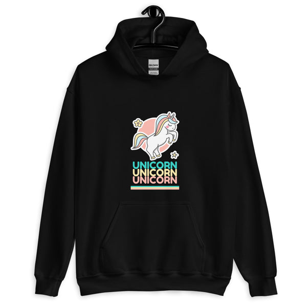 Black Unicorn Unicorn Unicorn Unisex Hoodie by Queer In The World Originals sold by Queer In The World: The Shop - LGBT Merch Fashion