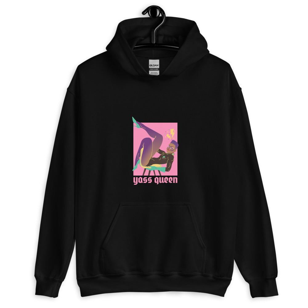 Black Yass Queen Unisex Hoodie by Printful sold by Queer In The World: The Shop - LGBT Merch Fashion