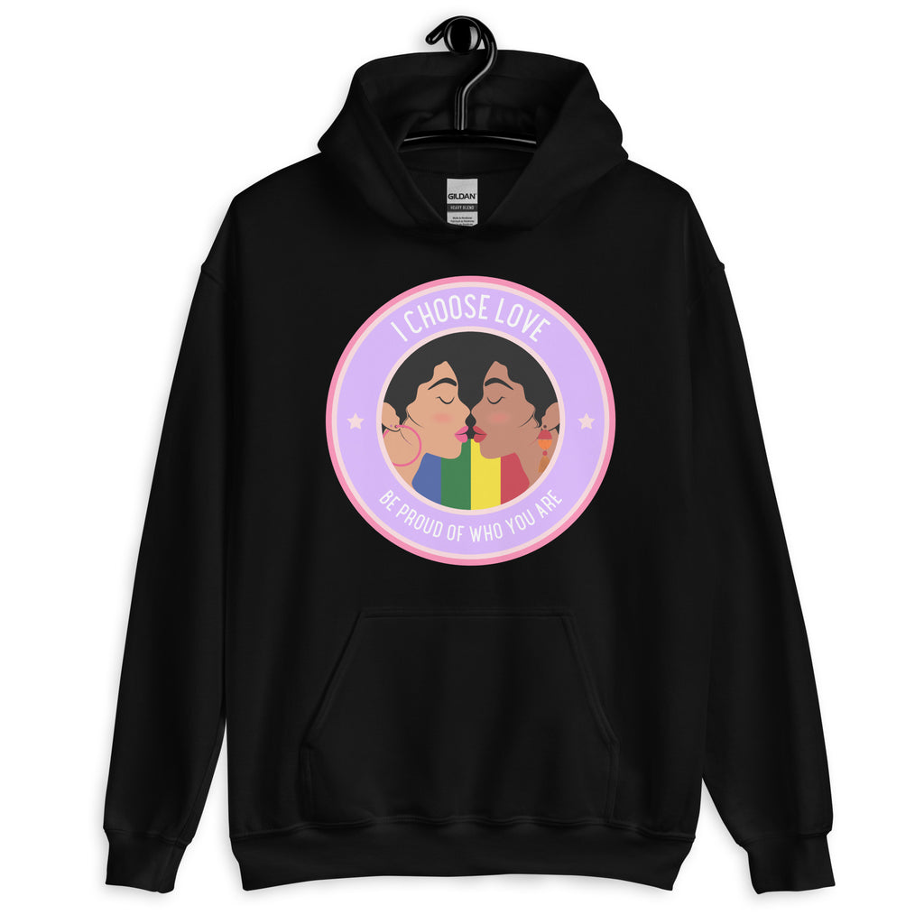 Black I Choose Love Unisex Hoodie by Queer In The World Originals sold by Queer In The World: The Shop - LGBT Merch Fashion