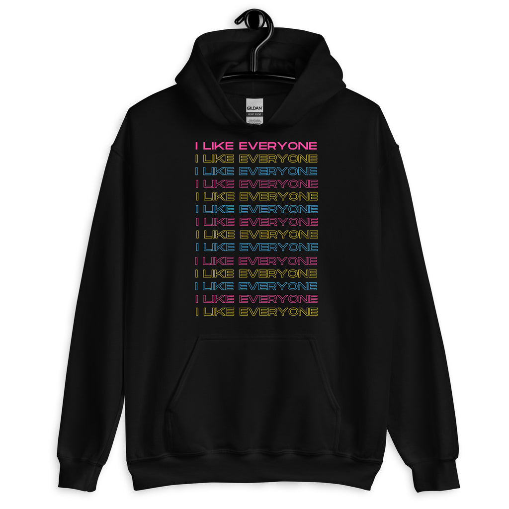 Black I Like Everyone Unisex Hoodie by Queer In The World Originals sold by Queer In The World: The Shop - LGBT Merch Fashion