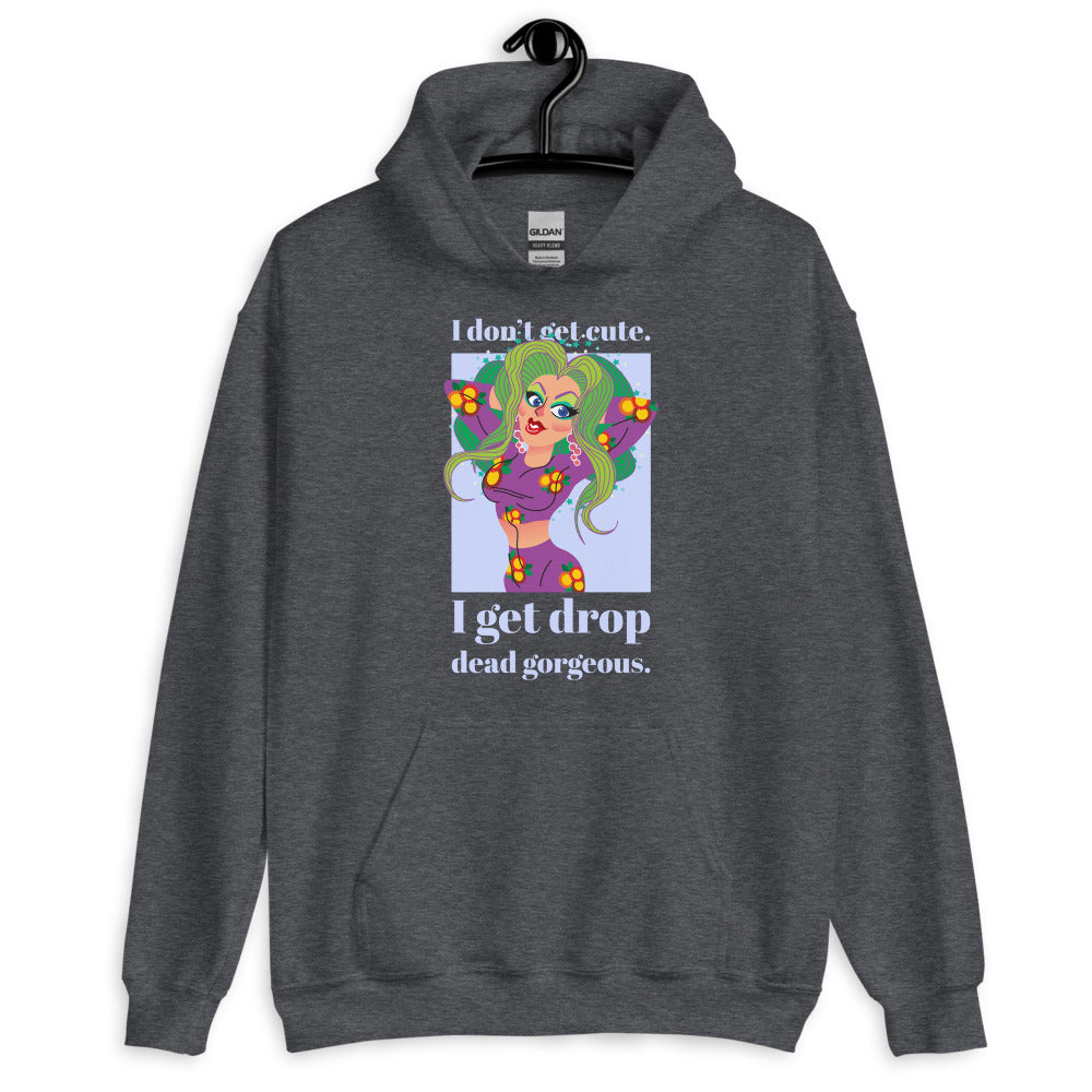 Dark Heather I Get Drop Dead Gorgeous Unisex Hoodie by Printful sold by Queer In The World: The Shop - LGBT Merch Fashion