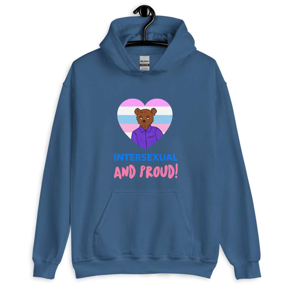 Indigo Blue Intersexual And Proud Unisex Hoodie by Queer In The World Originals sold by Queer In The World: The Shop - LGBT Merch Fashion