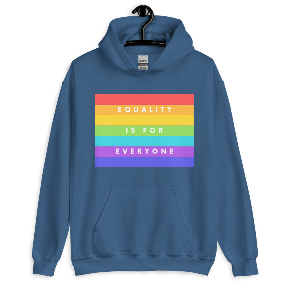 Indigo Blue Equality Is For Everyone Unisex Hoodie by Queer In The World Originals sold by Queer In The World: The Shop - LGBT Merch Fashion