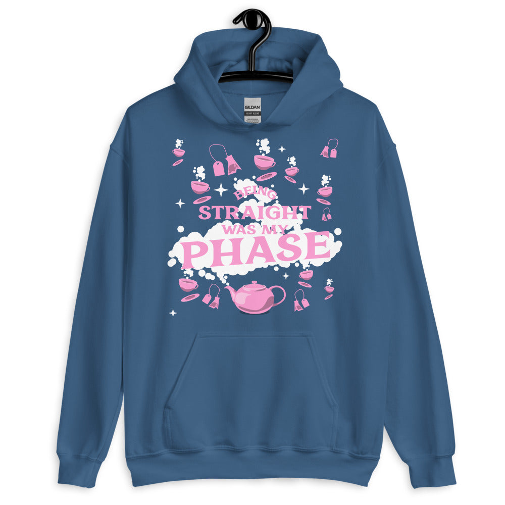 Indigo Blue Being Straight Was My Phase Unisex Hoodie by Queer In The World Originals sold by Queer In The World: The Shop - LGBT Merch Fashion