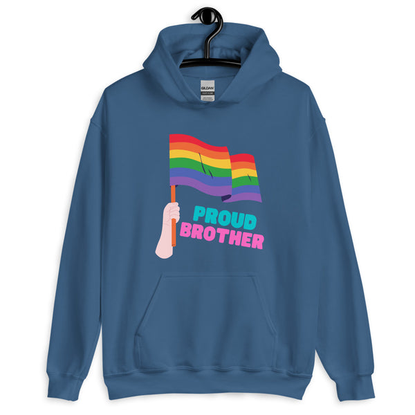 Indigo Blue Proud Brother Unisex Hoodie by Queer In The World Originals sold by Queer In The World: The Shop - LGBT Merch Fashion