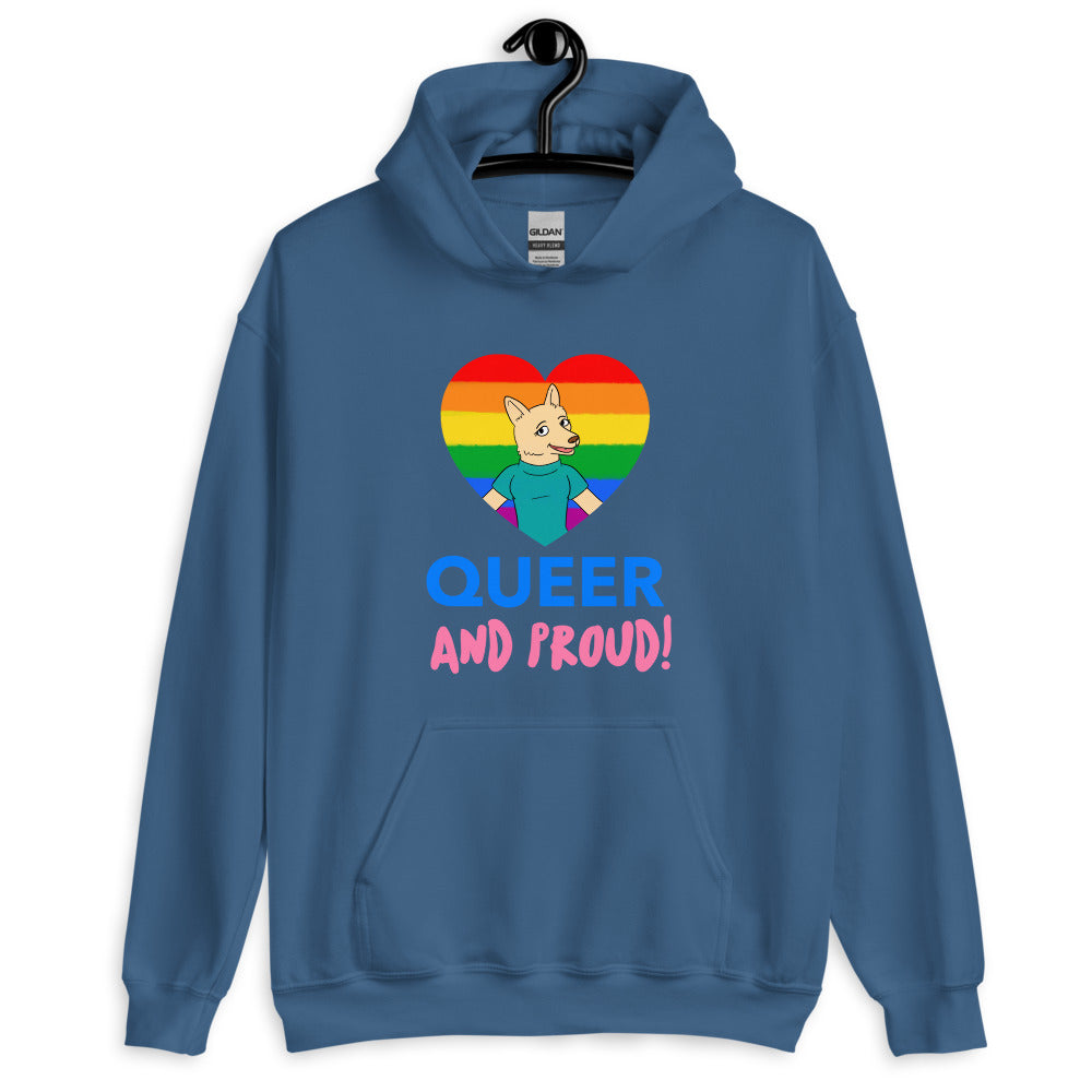 Indigo Blue Queer And Proud Unisex Hoodie by Queer In The World Originals sold by Queer In The World: The Shop - LGBT Merch Fashion