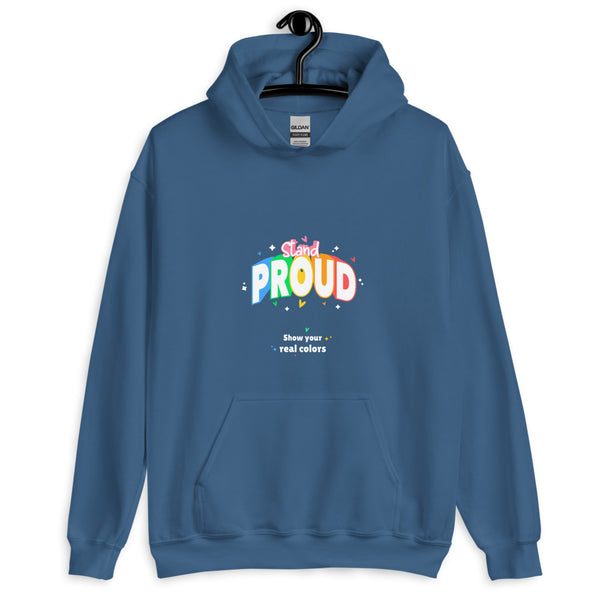 Indigo Blue Stand Proud Unisex Hoodie by Queer In The World Originals sold by Queer In The World: The Shop - LGBT Merch Fashion