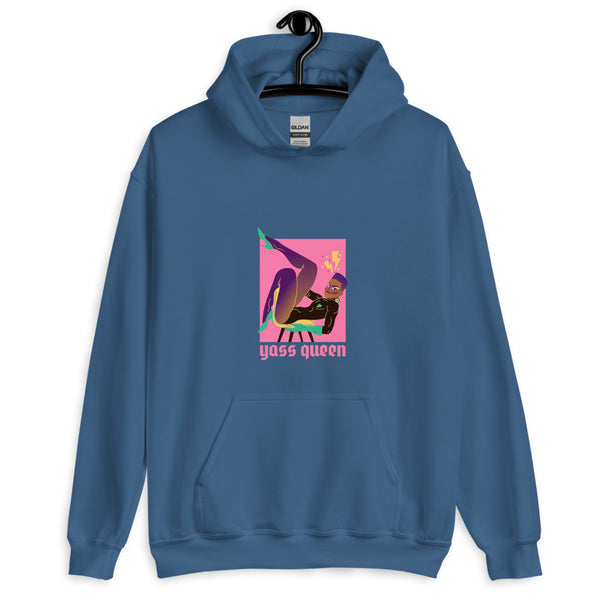 Indigo Blue Yass Queen Unisex Hoodie by Queer In The World Originals sold by Queer In The World: The Shop - LGBT Merch Fashion