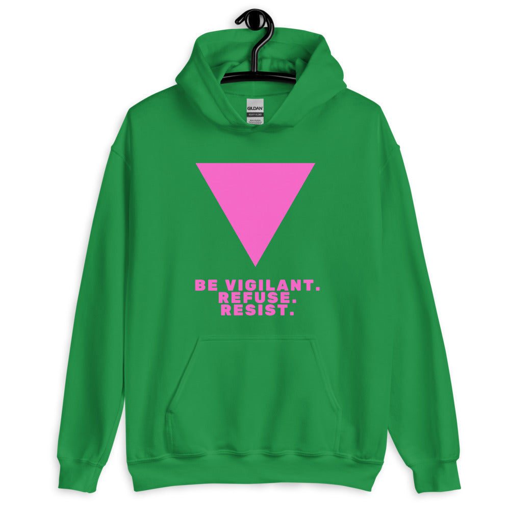 Irish Green Be Vigilant. Refuse. Resist. Unisex Hoodie by Printful sold by Queer In The World: The Shop - LGBT Merch Fashion