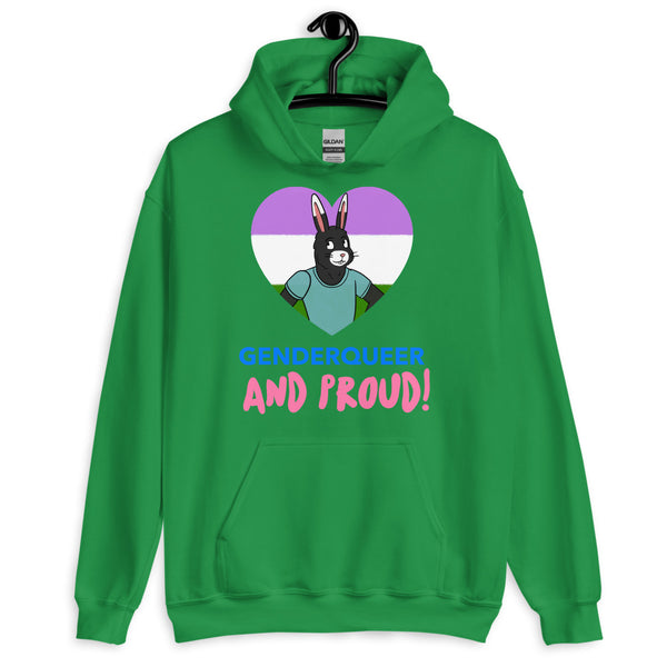 Irish Green Genderqueer And Proud Unisex Hoodie by Queer In The World Originals sold by Queer In The World: The Shop - LGBT Merch Fashion