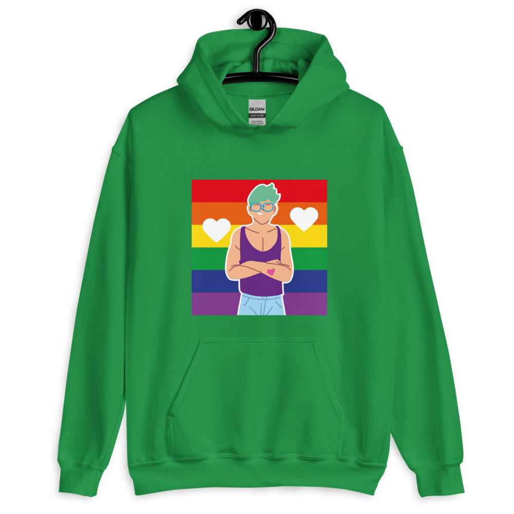Irish Green Queer Love Unisex Hoodie by Printful sold by Queer In The World: The Shop - LGBT Merch Fashion