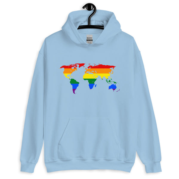 Light Blue Gay Map Unisex Hoodie by Queer In The World Originals sold by Queer In The World: The Shop - LGBT Merch Fashion