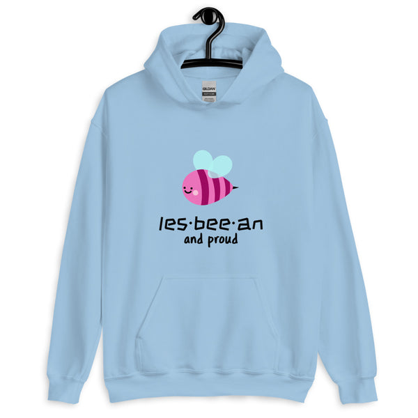 Light Blue Les-bee-an And Proud Unisex Hoodie by Queer In The World Originals sold by Queer In The World: The Shop - LGBT Merch Fashion