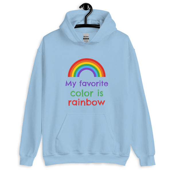Light Blue My Favorite Colour Is Rainbow Unisex Hoodie by Queer In The World Originals sold by Queer In The World: The Shop - LGBT Merch Fashion