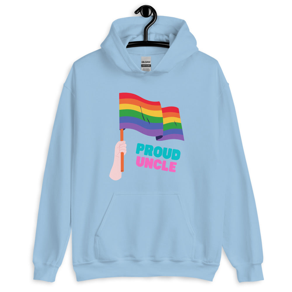 Light Blue Proud Uncle Unisex Hoodie by Printful sold by Queer In The World: The Shop - LGBT Merch Fashion