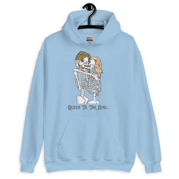 Light Blue Queer Til The End Unisex Hoodie by Queer In The World Originals sold by Queer In The World: The Shop - LGBT Merch Fashion