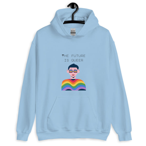 Light Blue The Future Is Queer Unisex Hoodie by Queer In The World Originals sold by Queer In The World: The Shop - LGBT Merch Fashion