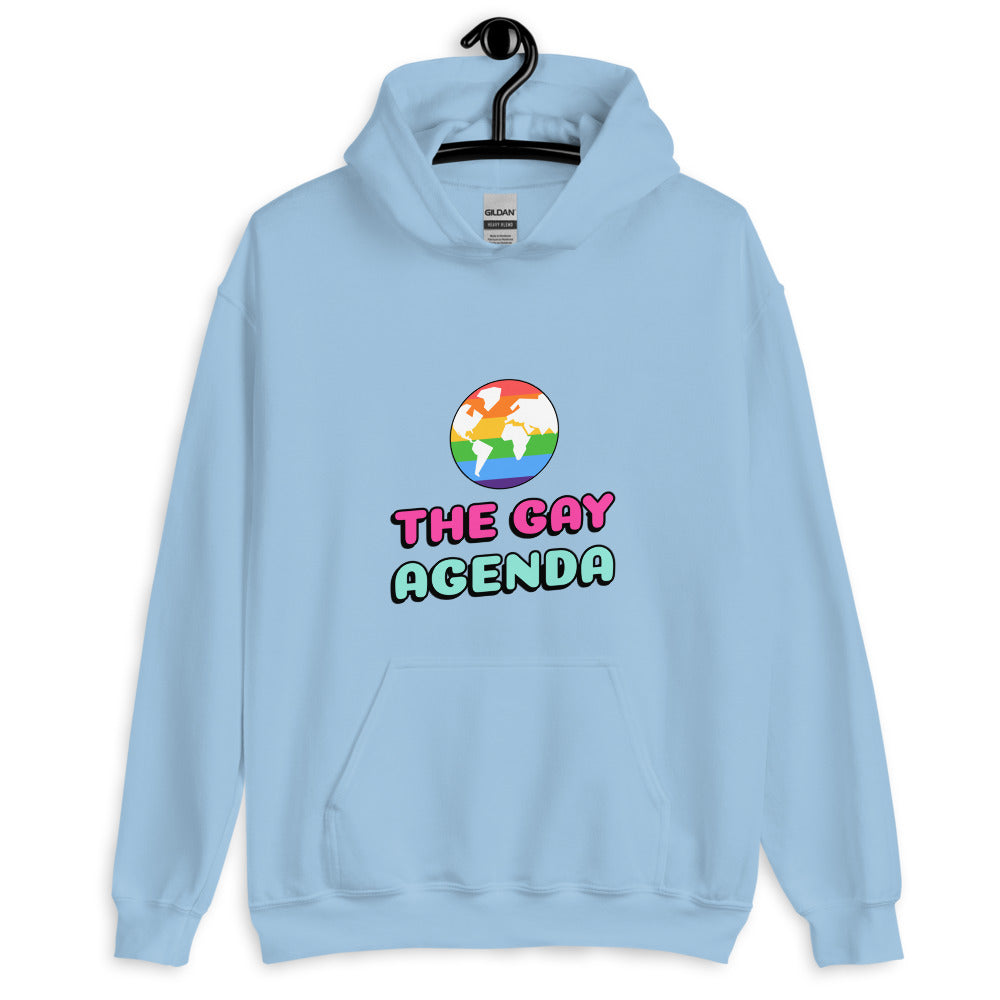 Light Blue The Gay Agenda Unisex Hoodie by Queer In The World Originals sold by Queer In The World: The Shop - LGBT Merch Fashion