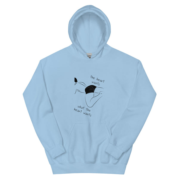 Light Blue The Heart Wants What The Heart Wants Unisex Hoodie by Queer In The World Originals sold by Queer In The World: The Shop - LGBT Merch Fashion