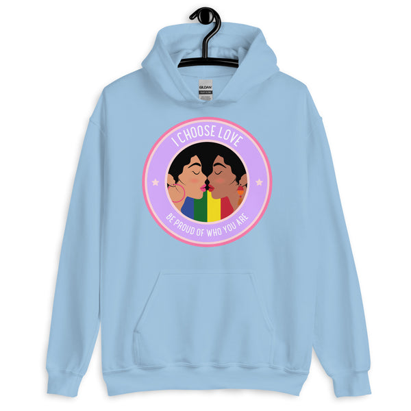 Light Blue Be Proud of Who You Are Unisex Hoodie by Queer In The World Originals sold by Queer In The World: The Shop - LGBT Merch Fashion