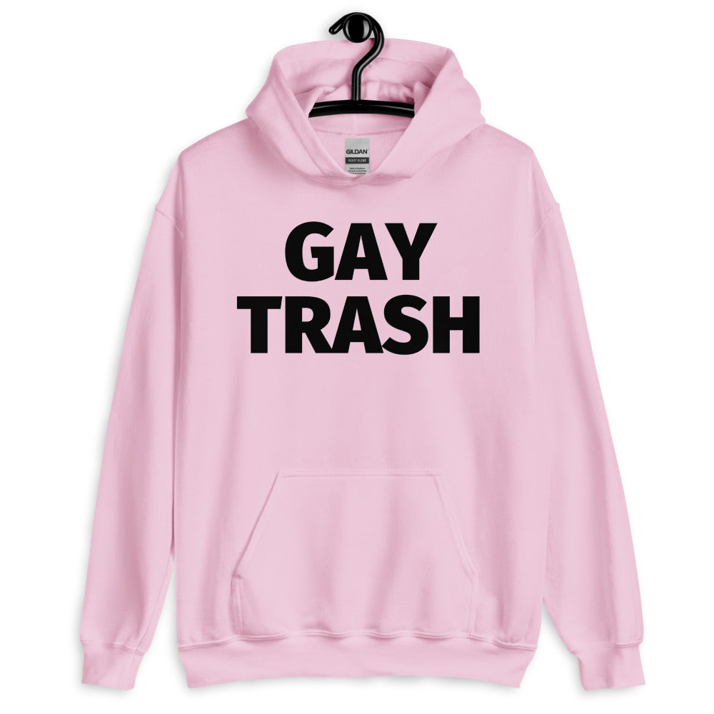 Light Pink Gay Trash (Black Text) Unisex Hoodie by Queer In The World Originals sold by Queer In The World: The Shop - LGBT Merch Fashion