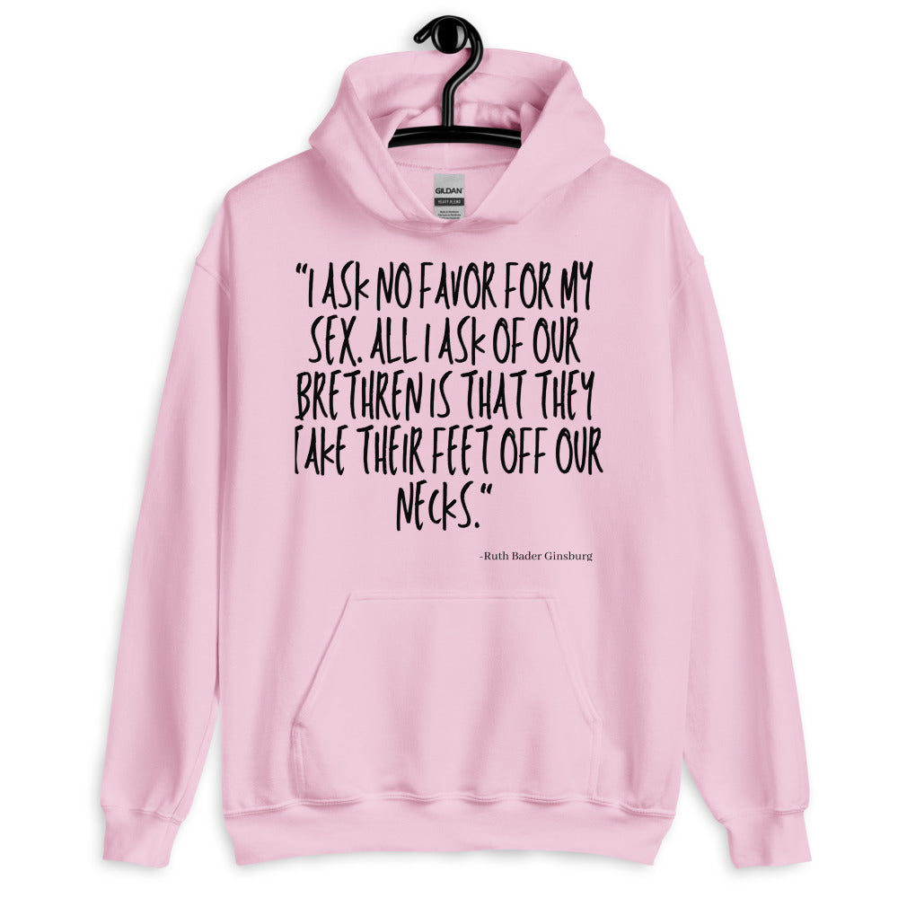 Light Pink I Ask No Favor For My Sex Unisex Hoodie by Printful sold by Queer In The World: The Shop - LGBT Merch Fashion